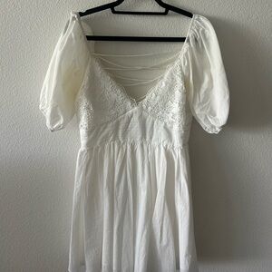 Princess Polly White Smocked Puff Sleeve Mini Dress